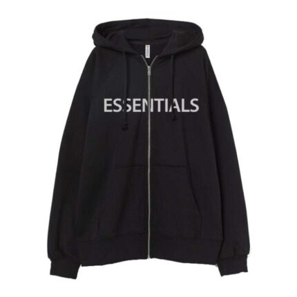 Essential Zip Up Black Hoodie: A stylish black zip-up hoodie, combining fashion and convenience.