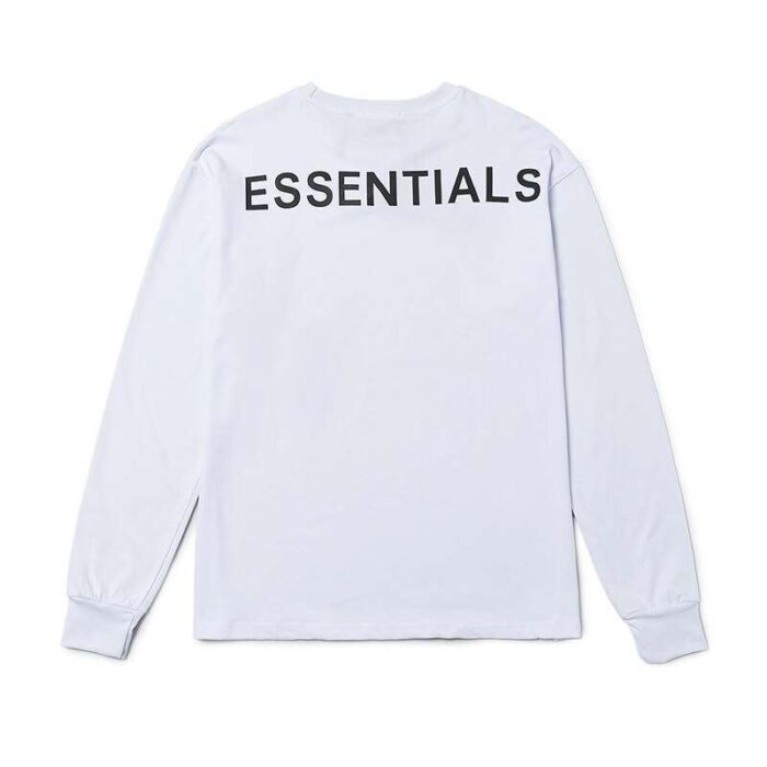 Alt text: Essential Fear Of God White Sweatshirt – a stylish and comfortable fashion piece.