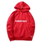 Essential Red and White Hoodie: A stylish red and white hoodie, perfect for a bold and fashionable look.