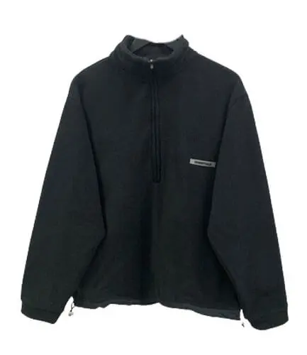 Essentials Half Zip Black Sweatshirt – a stylish and comfortable fashion piece.